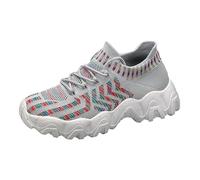 Slip-on trainers, women's running shoes, trainers, size 36 46, same mesh seams, colour, thick sole, increase dad fitness, jogging trainers for men and women, black trainers for women, gray, 8.5 UK