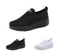 Slip On Trainers Womens Walking Sneakers Non-Slip Mesh Breathable Workout Shoes Ladies Lightweight Comfortable Running Training Gym Tennis Shoes with Arch Support Size 5.5 Black