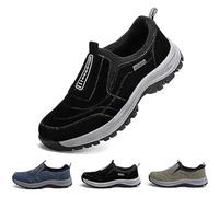 Slip On Walking Shoes,Men Waterproof Sneakers,Non-Slip Breathable Men's Orthopaedic Footwear for Trekking Hiking Training Shoes Memory Foam(A7437) Black