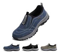 Slip On Walking Shoes,Men Waterproof Sneakers,Non-Slip Breathable Men's Orthopaedic Footwear for Trekking Hiking Training Shoes Memory Foam(A7445) Blue
