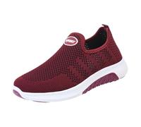 Slip On Walking Shoes Women,Ladies Laceless Casual Shoes,Breathable Mesh Sneakers,Mesh,Light,Breathable,Forvarious Activities and to Outdoor Sports and Dance. Red