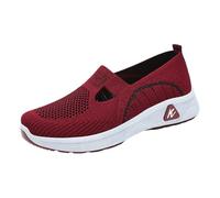 Slip On Walking Shoes Women,Women's Slip in Casual Sneakers,Casual Soft Sole Breathable Shoes,Mesh,Light,Mesh Lining,for Athletics Jogging Fashion Leisure Work Training Red