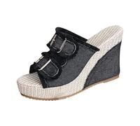 Slip On Wedge Sandals Women - Women Platform Wedge Sandals Fashion Open Toe Wedge Sandal Adjustable Double Buckle Sandal Cushion Non Slip Thick Sole Shoes For Summer Casual Party Prom