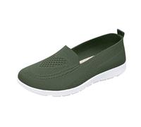 Slip-On Women's Lightweight Walking Shoes with Arch Support - Breathable Mesh Casual Trainers for Summer Casual Orthopedic Sneakers for Women UK Spring Sport Shoe Ladies Wide Fit Trainers Green