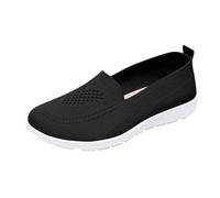 Slip-On Women's Lightweight Walking Shoes with Arch Support - Breathable Mesh Casual Trainers for Summer Casual Orthopedic Sneakers for Women UK Spring Sport Shoe Ladies Wide Fit Trainers Black