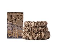 Slip Pure Silk Back to Basics Assorted Scrunchies - Light Brown - 100% Pure 22 Momme Mulberry Silk for Women - Hair-Friendly + Luxurious Elastic Set (3 Pack)