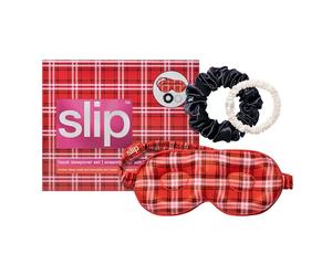 Slip Pure Silk Beauty Sleepover Set - Includes Hazel Contour Mask for Delicate Lashes - Black Large Scrunchie & White Skinny Scrunchie - Limited Edition
