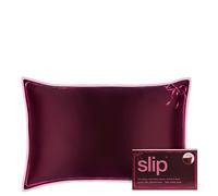 slip pure silk queen pillowcase with lace trim - crimson kiss