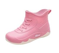 Slip-Resistant Ankle Sports Rain Boots Waterproof Garden Wellies For Women Lightweight Hiking Wet Weather Footwear Non-Slip Traction Outdoor Walking Shoes Fishing Camping (Pink,5.5)