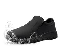 Slip Resistant Shoes Men Steel Toe Cap Non Slip Waterproof Lightweight Comfortable Chef Kitchen Clog Food Service Work Shoes Restaurant Hospital Slip-on, Black 5