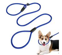 Slip Rope Dog Lead | 1.2m,One-Size-Fits-All,Slip-On Rope Leash, 8 Dog Lead - Anti Pull Stop Dogs Pulling - Rope Slip Leads with Padded Nose Support(Blue),easy to Slip On,No Collar or Harness Needed