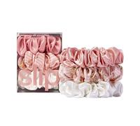 Slip Silk 100% Mulberry Silk Hair Scrunchie Set - Gentle Scrunchies Against Hair Breakage, 3 Scrunchies - Pink, White, Petal