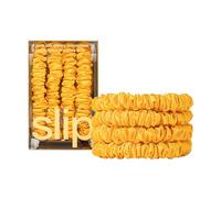 slip Skinny Golden Yellow Scrunchies - Back to School Range - Anti-Crease, Anti-Breakage Slipsilk Hair Ties - Design Protects Delicate Hair - Includes 4 x Pure Silk Scrunchy For Hair Pony Tails