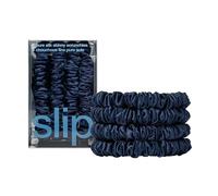 slip Skinny Navy Blue Scrunchies - Back to School Range - Anti-Crease, Anti-Breakage Slipsilk Hair Ties - Design Protects Delicate Hair - Includes 4 x Pure Silk Scrunchy For Hair Pony Tails