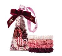 slip Skinny Scrunchies in Candy Cane Ornament Packaging: Anti-Crease, Anti-Breakage Slipsilk™ Design Protects Delicate Hair | Includes 4 Pure Silk Scrunchies
