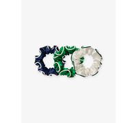 slip Large Scrunchies: Elevate Your Hair Game with Anti-Crease, Anti-Breakage Design, Crafted from Slipsilk™, Game Day: 3 Pure Silk Scrunchies in White, Clover Club & Navy