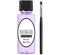Slip Solution Kit - 60ml Poly Nail Gel Nail Extension Clear Liquid Solution Anti-stick Tools with Nail Art Brush Starter Kit (Slip Solution 60ml)