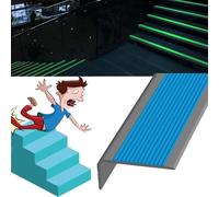 Slip Traction Treads With Glow In Dark Strip, Rubber Stair Edge Protector, Stair Nose Molding Stair Edge Trim Stair Edging, Non-slip Step Covers For Stairs, Width 3.5x7cm/1.3, Gray -Yellow, 5m/196.8in