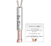 Slipasikao Be Kind...Of A Bich - Hidden Message Necklace, Be Kind of A Bitch - 3D Engraving Vertical Bar Necklace, Personalized Inspirational Mantra Pendant Necklace for Women (Rose Gold)