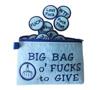 Slipasikao Big Bag Of F*Cks To Give Zipper Pouch,Funny 3d Embroidered Badge,9/17 Different Kinds Of Fucks,Fucks To Give Gag Gift,Fuck Felt Coins That Can Be Embroidered On Clothes, Hats (Blue-17PCS)