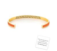 Slipasikao Don't Let The Hard Days Win Color Bangle, Remember Who The Fuck You Are Cuff Bracelet, Engraved Motivational Message Color Bracelets, Inspirational Jewelry Gifts for Women Girls (Orange)