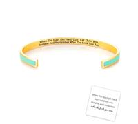 Slipasikao Don't Let The Hard Days Win Color Bangle, Remember Who The Fuck You Are Cuff Bracelet, Engraved Motivational Message Color Bracelets, Inspirational Jewelry Gifts for Women Girls (Green)