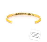 Slipasikao Don't Let The Hard Days Win Color Bangle, Remember Who The Fuck You Are Cuff Bracelet, Engraved Motivational Message Color Bracelets, Inspirational Jewelry Gifts for Women Girls (Yellow)