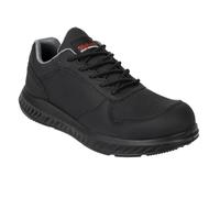 Slipbuster No Toe Cap Trainer - Black Matte Microfibre (Recycled) (Size 38)