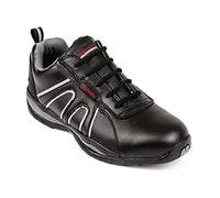 Slipbuster Slip Resistant Safety Trainers with Steel Toe-Caps, Black, UK Size: 11 / EU Size: 46, Slimline Design, Breathable Microfibre, 100% Vegan Friendly, A708-46