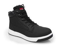 Slipbuster Slip-Resistant Sneaker Boots with Steel Toe Caps, Black, Size: UK 10/EU 44, S1 SRC Rated, Nubuck Leather, Kitchen Catering Shoes, Safety Footwear, BB422-44