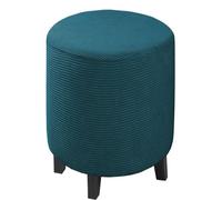 Slipcover Round Velvet Ottoman Cover Thick Foot Stool Storage Ottoman Cover Protector Footstool Cover with Elastic Bottom (Color: #25, Size: 45x45cm/17x17in)