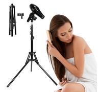 SLIPEXSAFE Hands Free Hair Dryer Stand Holder with 180 Deg Rotation - Adjustable Blow Dryer Stand with Universal Non-Slip Clip & Sturdy Tripod Base for Home Styling, Elderly & Pet