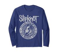 Slipknot Goat Flames Long Sleeve T-Shirt, Adult Unisex, Navy Blue, X-Large