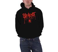 Slipknot Official Mens Black Hoodie Splatter Band Logo Back Print Pullover L