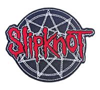 Rock Off Woven Patch Slipknot Red Logo over Nonogram – Officially Licensed – Black