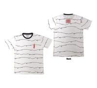 Slipknot Ringer T-Shirt: The End, So Far Tribal-S & Barcode (White) (Back Print)