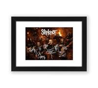 Slipknot Signed Poster Print - Art Styled Limited Edition Autograph Fan Gift - Collectible Memorabilia Wall Art - 25th Anniversary Here Comes The Pain Tour (A3 Framed with Mount)