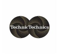 Technics Logo DJ Slipmats, felt (pair, funnel gold with white logo print)