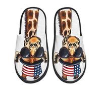 Slipper American Giraffe Style Reusable Plush Slippers Unisex Anti-Slide Slipper For Holiday Indoor Spa M