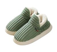 Slipper Booties for Women Men, Slipper Winter Fuzzy Warm Thick-Soled House Cloud Slides, with Anti-Slip Sole (Green,8-9)