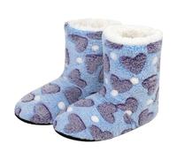 Slipper Boots for Women Ladies Cute Winter Thermal Slippers Ladies Soft High Top Bootie Plush Indoor House Shoes for Room (Blue, UK Footwear Size System, Adult, Women, Numeric Range, Medium, 7, 7.5)
