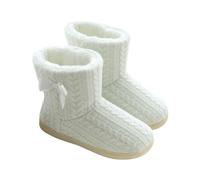 Slipper Boots Women Cable Knit Upper Warm Lining Boots Soft Plush Fleece Booties Ladies Bootee Slippers House Shoes Features a Non Slip sole The Perfect Warm Ladies Fluffy Slippers