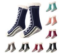 Slipper Fluffy Socks for Women Men Warm Bed Socks Non Slip Soft Fleece Lining Knitted Cashmere Winter Thick Fuzzy Socks with Grippers, Ladies Girls Women Gift for Christmas, Indoor Home House