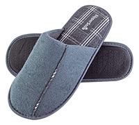 Slipper Snob - Mens Indoor Slip On Mule Slippers | Plain Top Checked Sole | Memory Foam (11 UK, Grey, numeric_11)