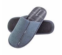 Slipper Snob - Mens Indoor Slip On Mule Slippers | Plain Top Checked Sole | Memory Foam (7 UK, Grey, numeric_7)