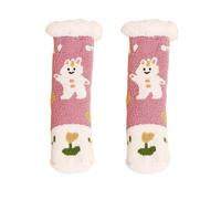 Slipper Socks Gentle Grip for Women 4-8 Fluffy Womens Cosy Bed Girls Christmas 5 Pairs Fuzzy Cozy Soft Xmas Wool Slippers Pink Warm 4-7 Pink
