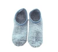 Slipper socks Winter Breathable Non-slip Floor Socks Women Fleece Warm Socks Home Girls Plush Candy Color Footprint Ankle Indoor Slippers Sock(Blue-2)