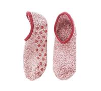 Slipper socks Winter Breathable Non-slip Floor Socks Women Fleece Warm Socks Home Girls Plush Candy Color Footprint Ankle Indoor Slippers Sock(Red-2)