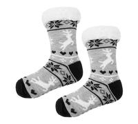 Slipper Socks Women Ladies Fluffy Chrismas Slippers Xmas Christmas for Warm Thermal 5 Pairs Thick Cotton Hiking Walking Womens Winter Bed Men Novelty Slouch c-Grey