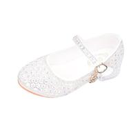 Slippers 1 Year Girls Crystal Shoes Kids High Heels Girls Single Shoes Piano Performance Shoes Walk Show Flower Girl Dress Shoes Slippers 1 Year, White, 9/10 UK Child